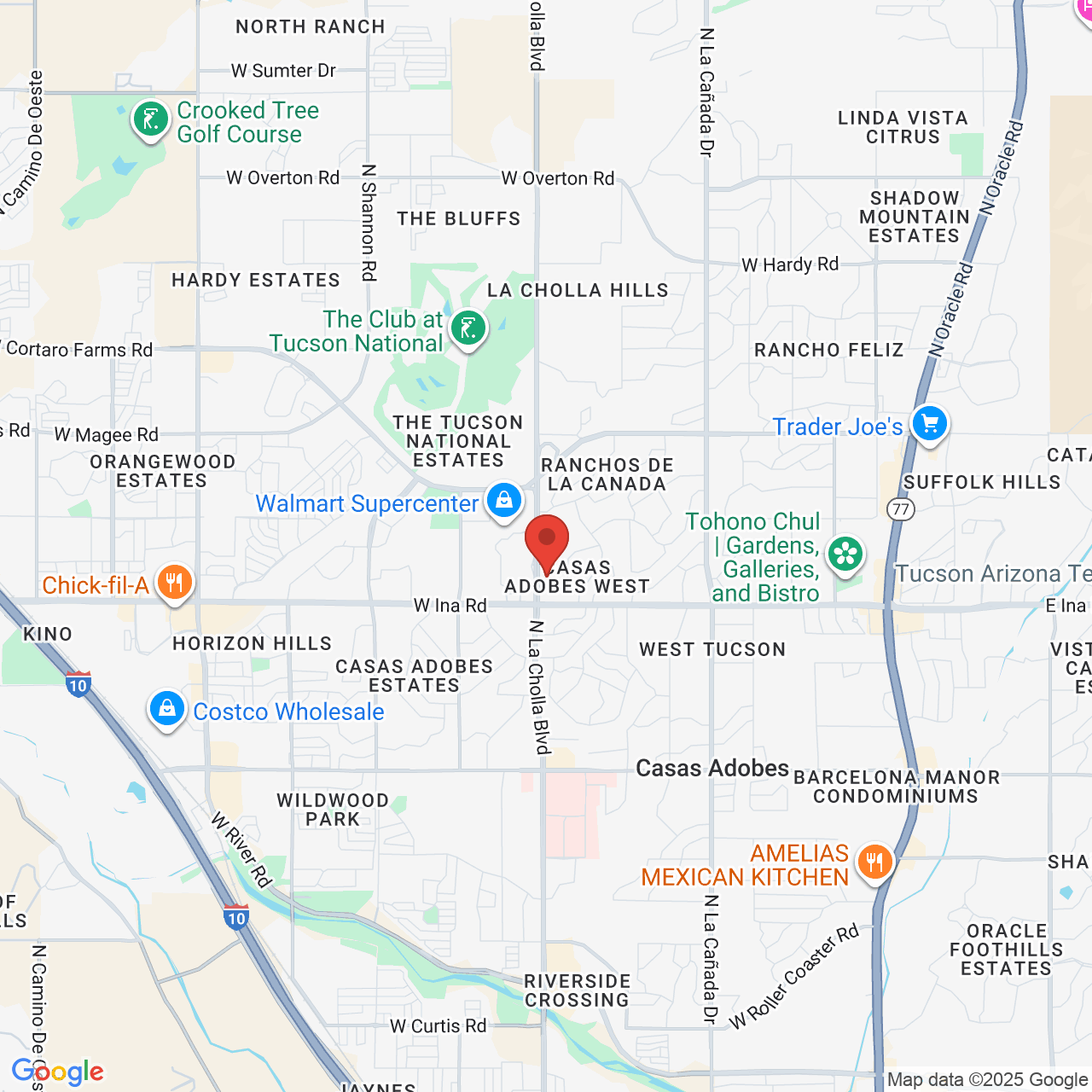 Google map image of our location in 7320 N La Cholla Blvd Tucson, AZ